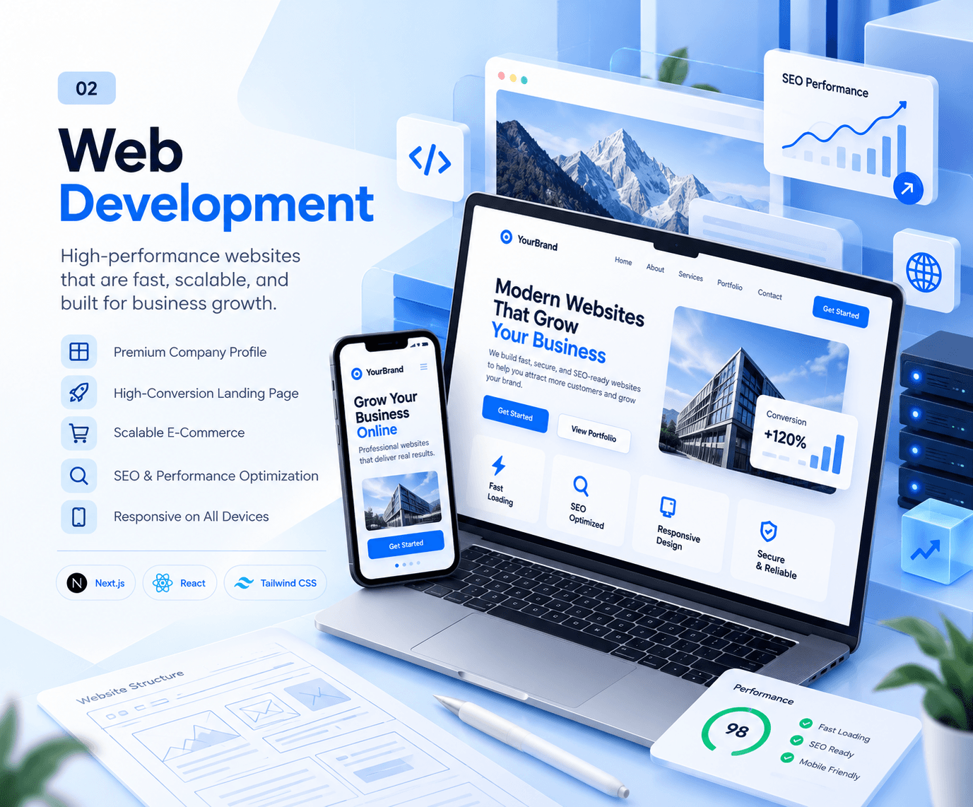 Ilustrasi layanan Web Development SyahduLab